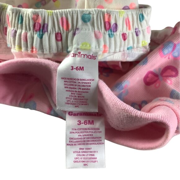 Garanimals Baby Girl 2 Pc Shorts Set 3-6M Butterfly & Polka Dot Prints - Picture 4 of 10